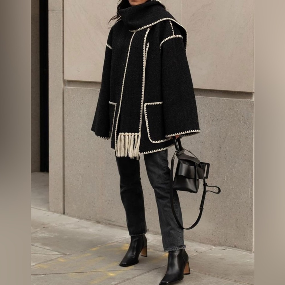 Removable Scarf Collarless Wool Jacket Business C… - image 3